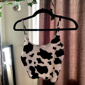 Cow print cropped tee